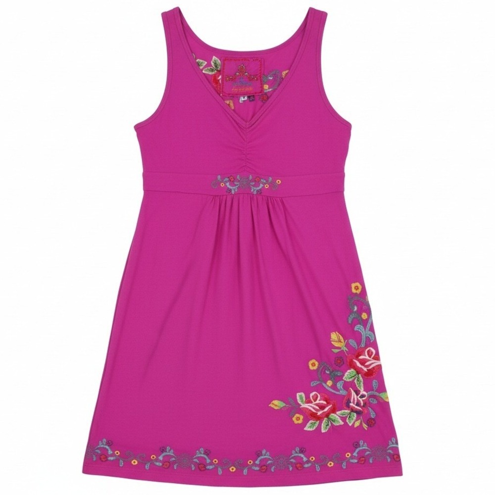 JW Los Angeles Women's Size M Magenta Floral Embroidered Sleeveless Boho Dress